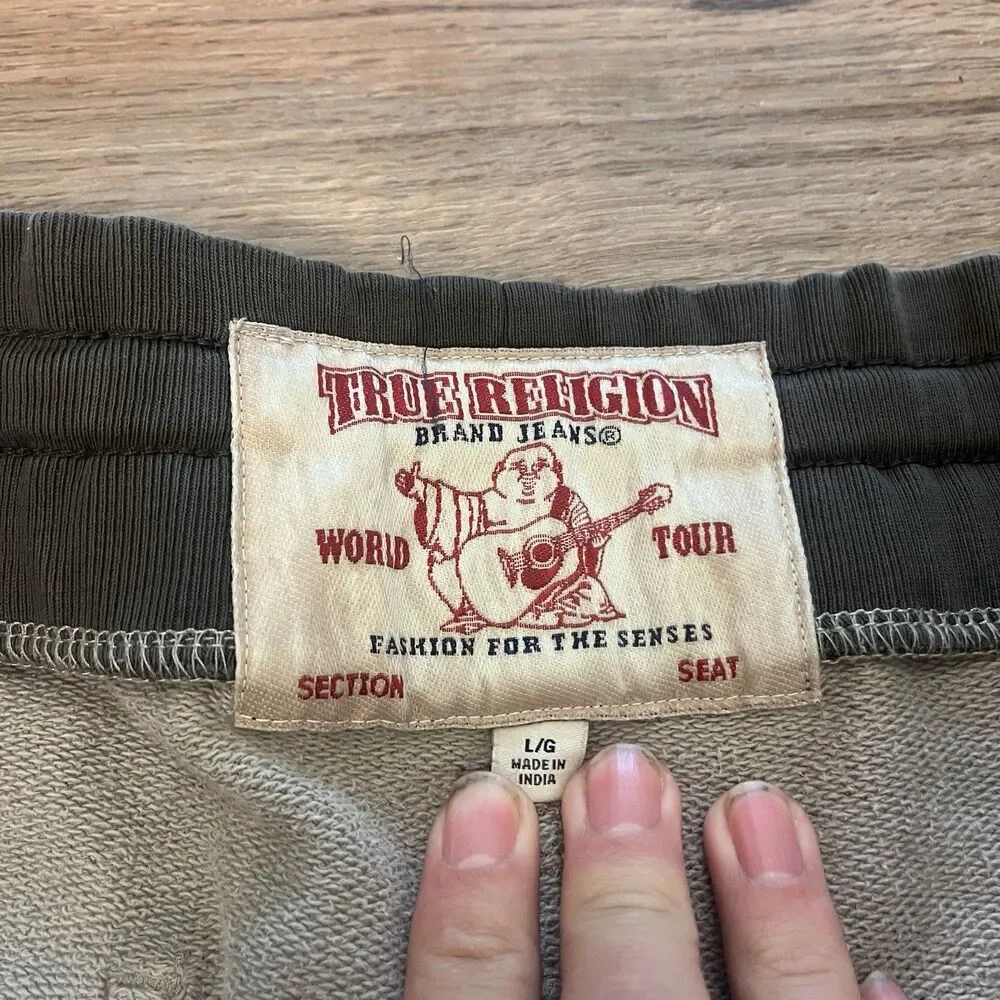 True Religion Camouflage Camo Joggers Sweatpants Loose Fit Red Gray Men's L